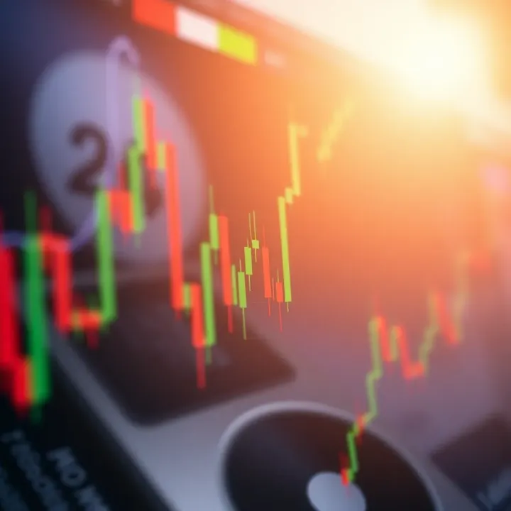 Illustration of descending candlestick formations signaling market downturn