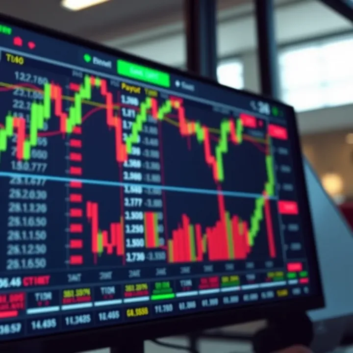 Binary Trading Platform with Options and Payout Indicators Illustration of a digital trading platform screen with binary options and payout indicators