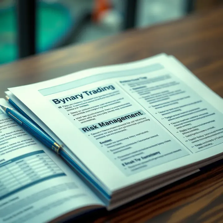 PDF guide open showing binary trading tips and risk management