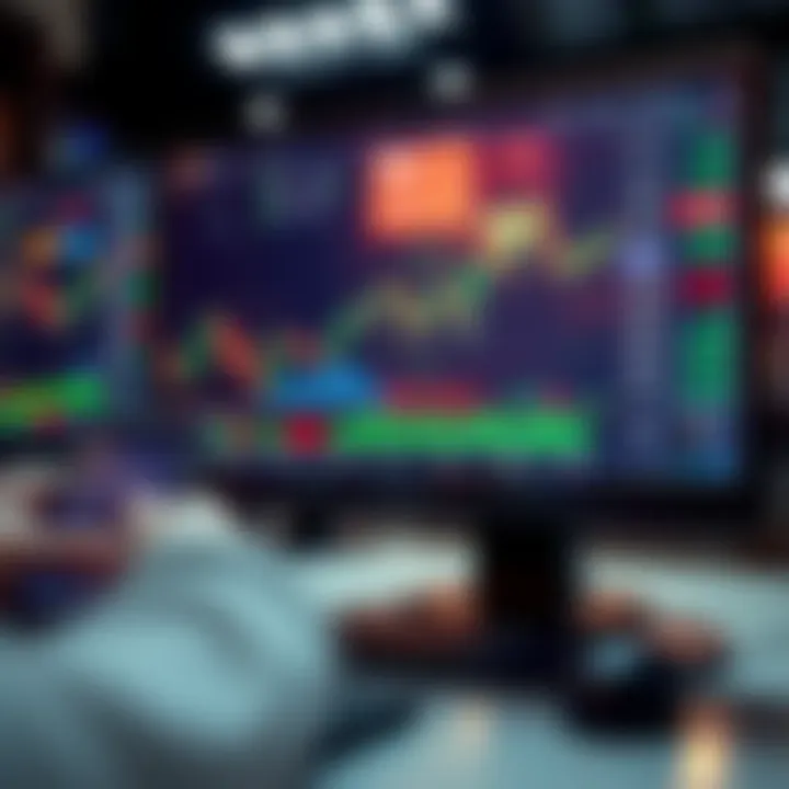 Graphical interface of a binary trading bot displaying market trends and automated trade options
