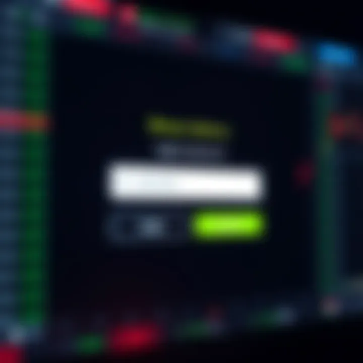 Secure login interface for a binary options trading platform showing username and password fields