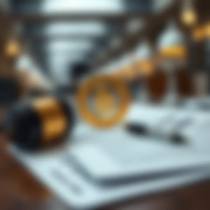 Conceptual representation of legal documents and regulatory badges symbolizing broker compliance and investor protection