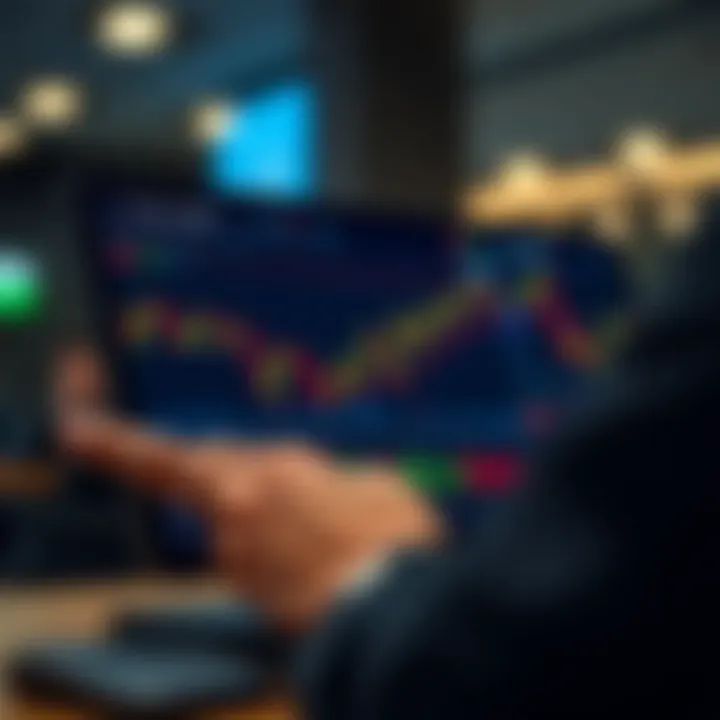 User navigating a forex trading application interface displaying currency pairs and market charts