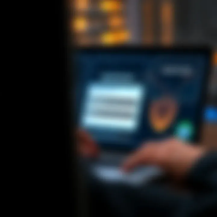 User completing a digital registration form on a laptop with security shield icons