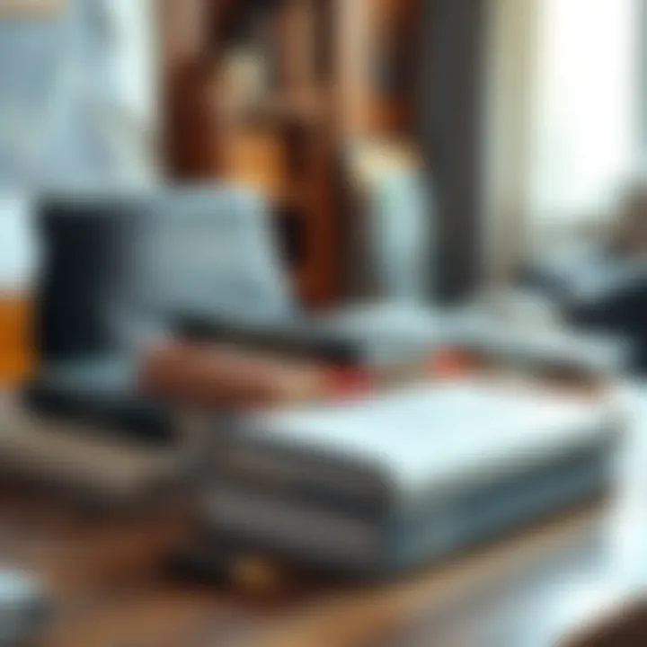 Collection of forex trading books and educational materials on a wooden desk