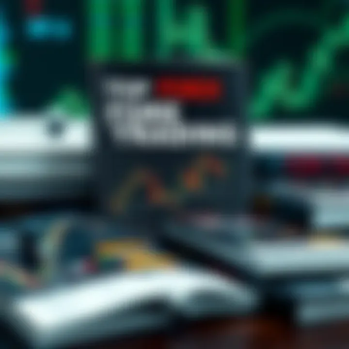 Collection of forex trading books with charts and graphs on cover