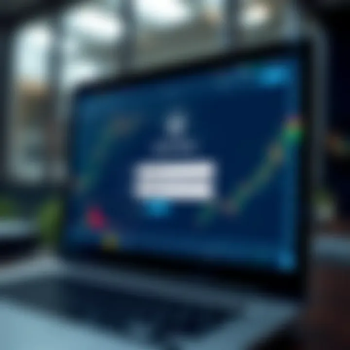 Secure login screen on a forex trading platform showing username and password fields