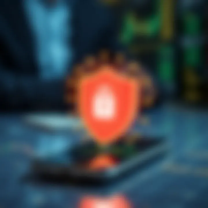 Secure digital shield symbol overlaying smartphone representing app security and regulatory compliance