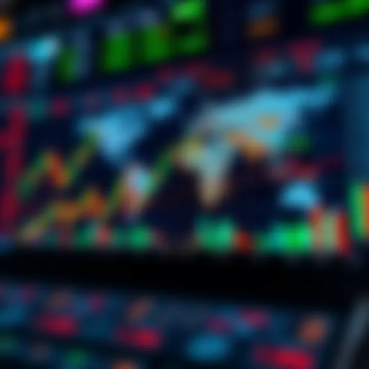 Illustration of forex currency pairs with price charts and global financial icons
