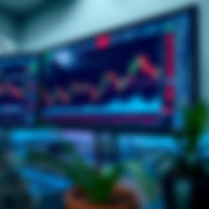 Forex Trading Platform with Market Analysis Tools Digital interface displaying forex trading charts and analytics on a computer screen