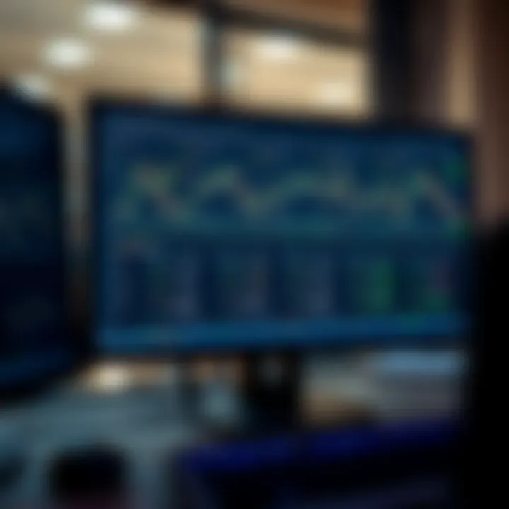 Illustration of a computer screen displaying forex trading platform with charts and currency pairs