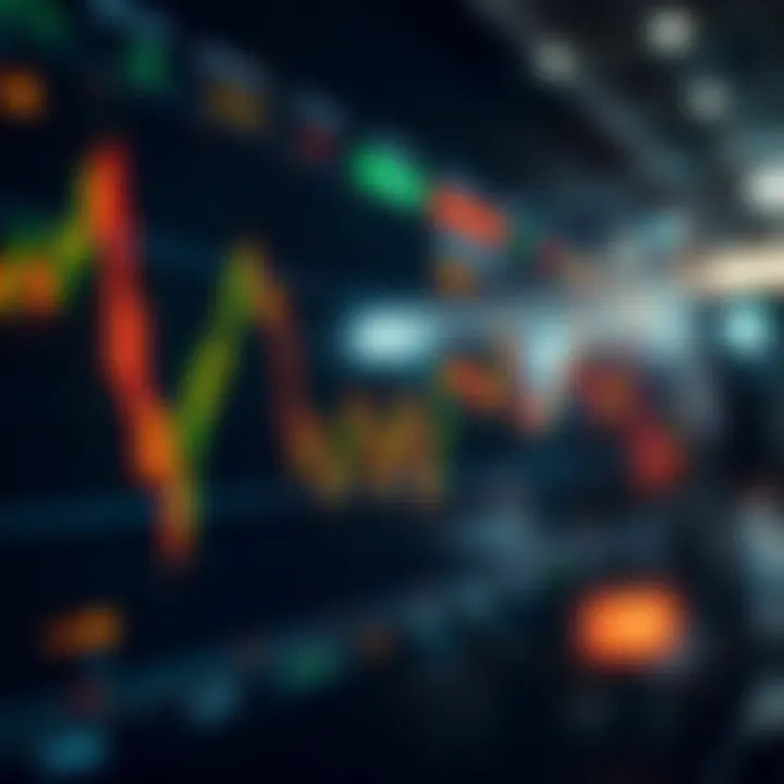 Graph showing currency exchange rates fluctuating on digital trading platform