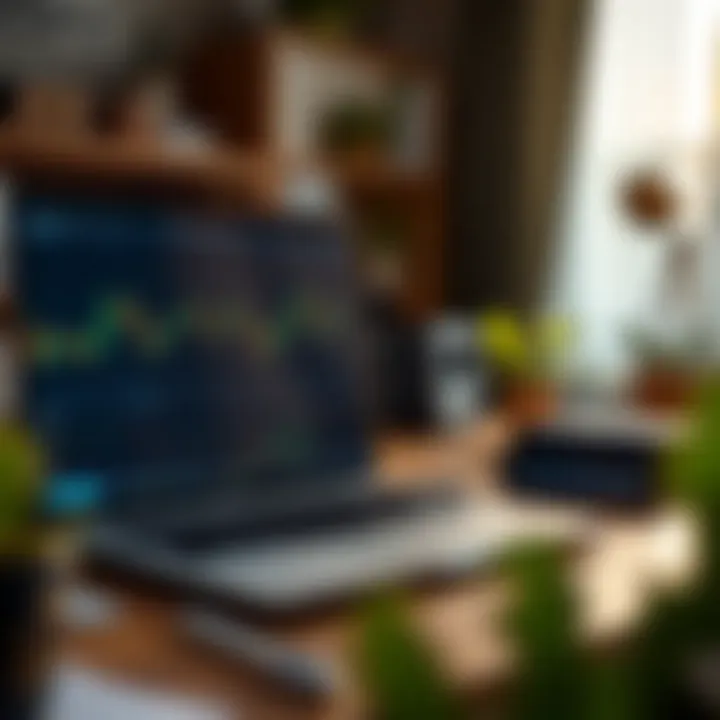 Setting Up a Forex Trading Platform for Beginners Laptop on desk with forex trading platform and financial graphs open, illustrating trading setup