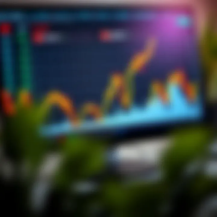 Graph showing upward trend in forex trading on computer screen