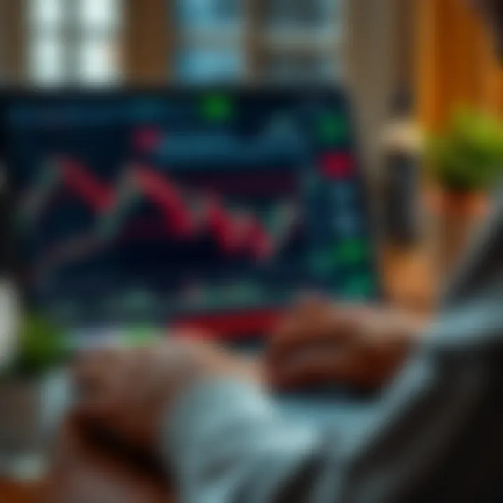 Forex Market Data Analysis on Laptop Person analyzing forex market data on laptop with charts and currency symbols