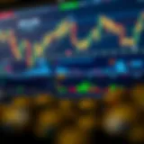 Illustration of forex trading concepts with currency symbols and charts