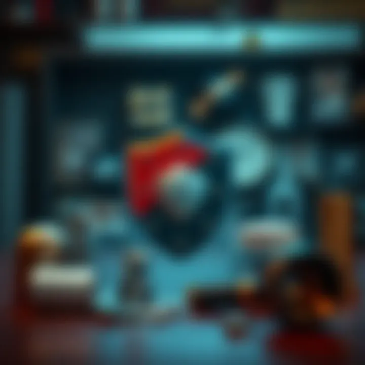 Visual representation of various everyday items secured by shield symbolizing protection from potential dangers