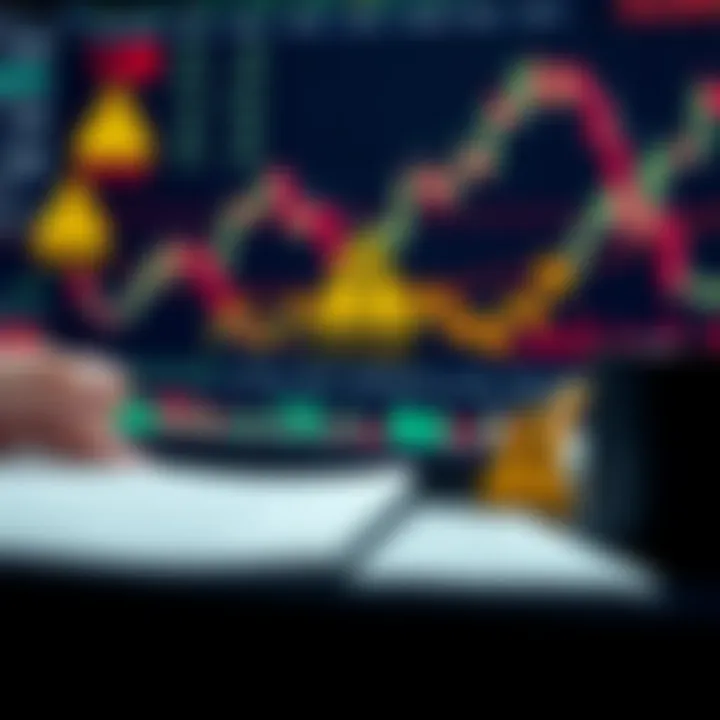 Conceptual illustration of risk management in financial trading with charts and caution symbols