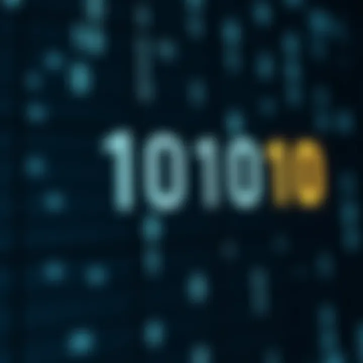 Diagram showing binary digits representing data in computing