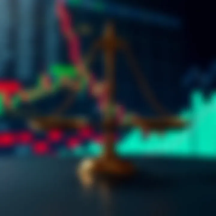 Illustration of risk and reward balance scale with forex currency symbols