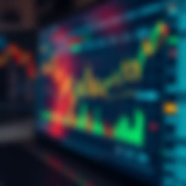 Visualization of binary options trading concepts with digital charts and financial graphs