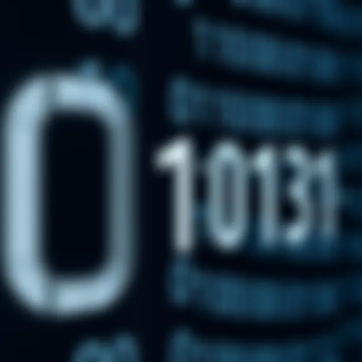 Illustration showing the binary numbering system with digits zero and one arranged in a sequence