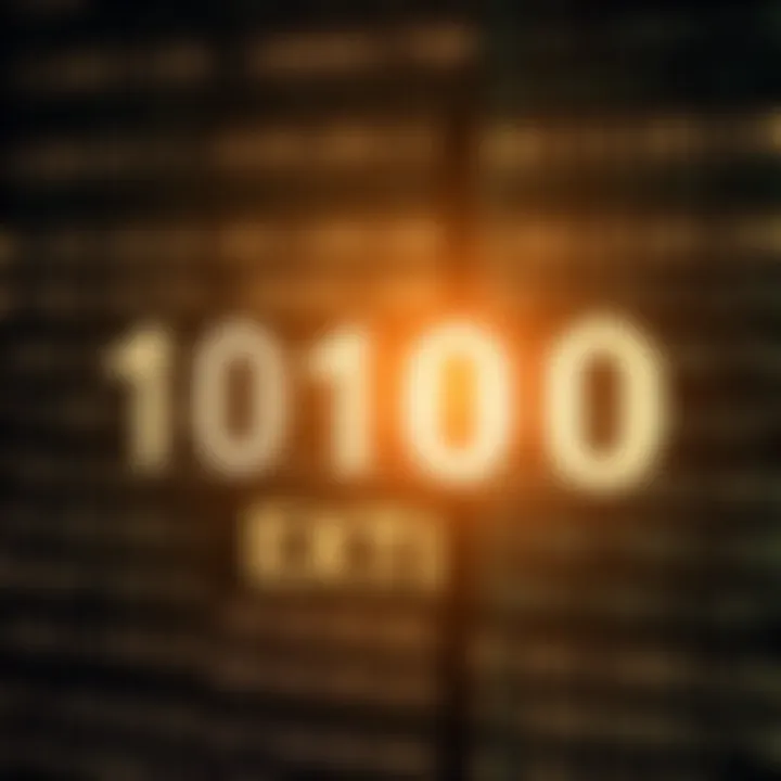 Diagram illustrating binary digits converting into text characters