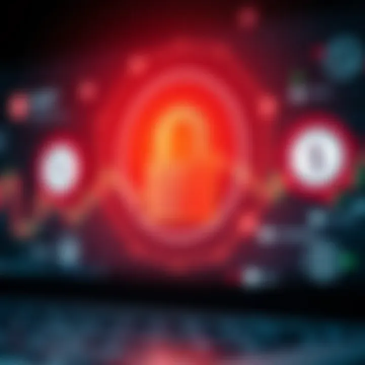 Conceptual graphic depicting secure online trading with padlock symbols and digital currency icons