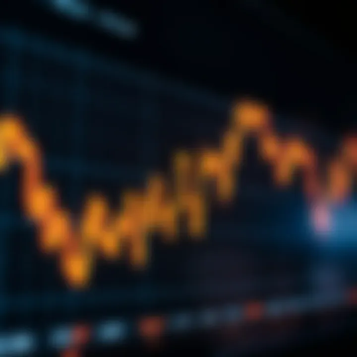 Digital graph showing upward and downward trends representing binary trading fluctuations