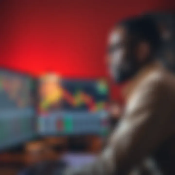 Choosing Copy Trading Platforms for Kenyan Investors Illustration of a Kenyan investor analyzing different copy trading platforms and market data on a computer