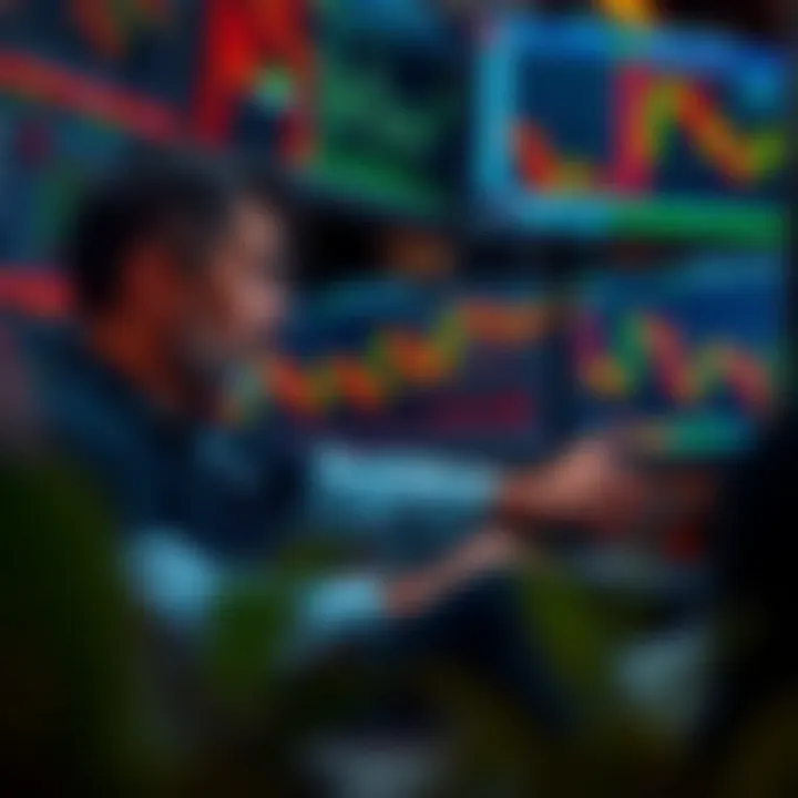 Forex trader analyzing economic calendar data on multiple screens to plan market entries