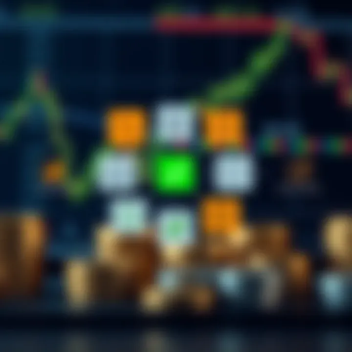 Illustration of various types of forex trading accounts with icons representing features like leverage, spreads, and minimum deposit requirements