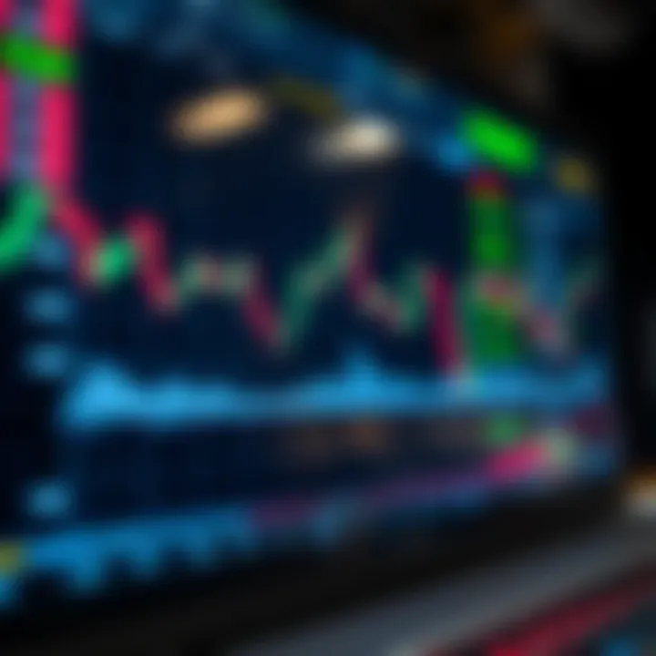 Currency Exchange Rates Fluctuation on Trading Platform Graph showing currency exchange rates fluctuating on a digital trading platform