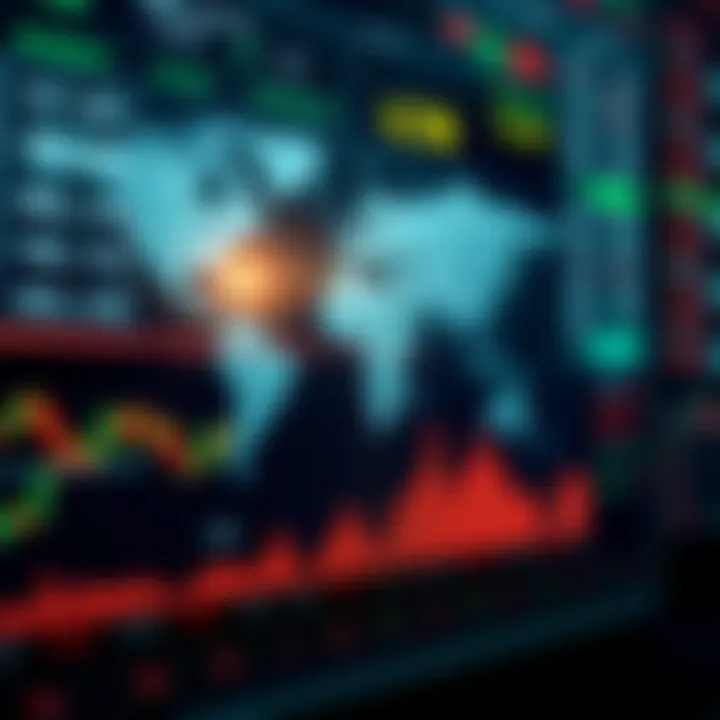 Conceptual representation of global currencies with exchange rate charts and financial indicators