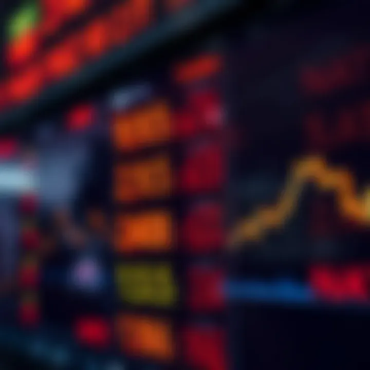 Currency exchange rates displayed on a digital screen reflecting forex market fluctuations