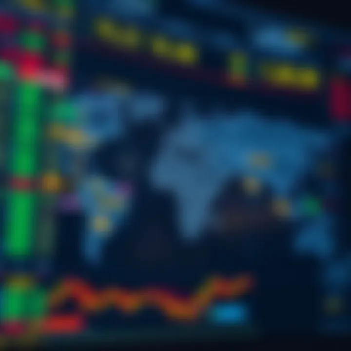 Global forex markets with highlighted active trading sessions across major continents