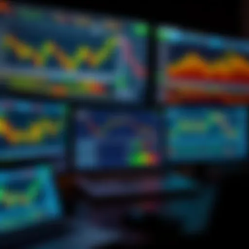 Technology and Tools Used in Forex Market Analysis Digital tools and charts displaying forex market data on multiple screens