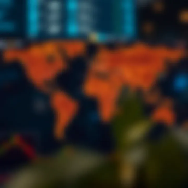 Global map highlighting major economic centers influencing forex markets
