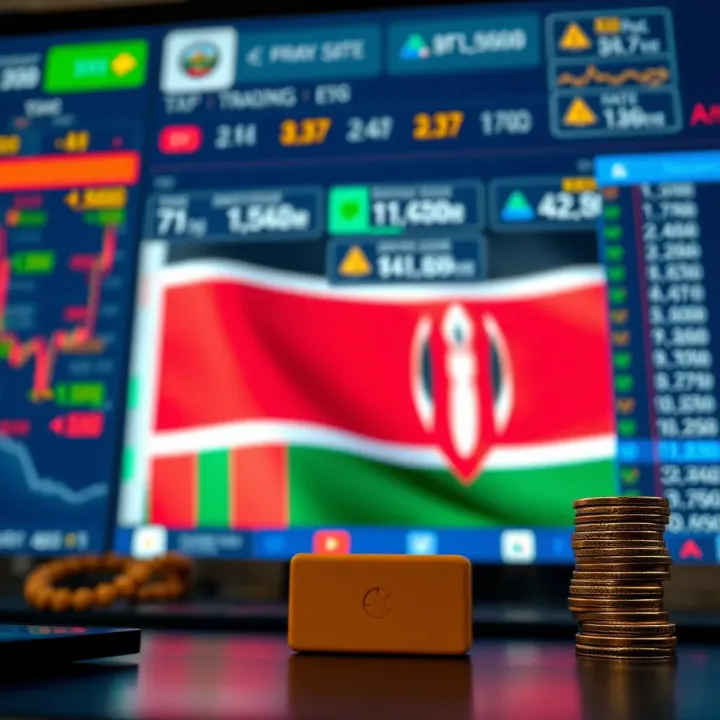 Secure trading environment with regulatory symbols and Kenyan flag in background