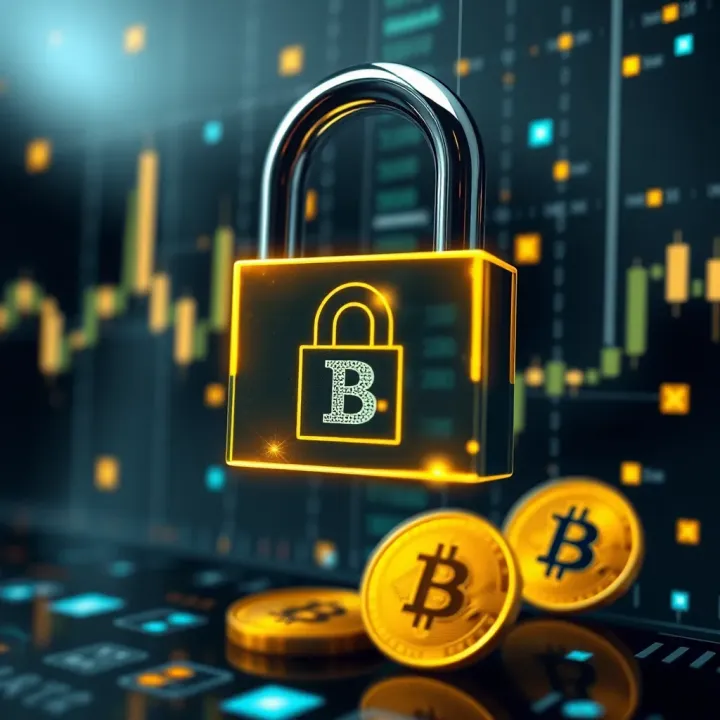 Secure digital lock overlayed on cryptocurrency icons representing safety and legal compliance in Kenyan crypto trading