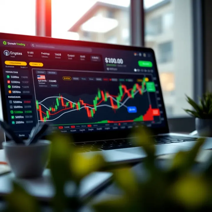 User interface of a crypto trading platform showing charts and trading options