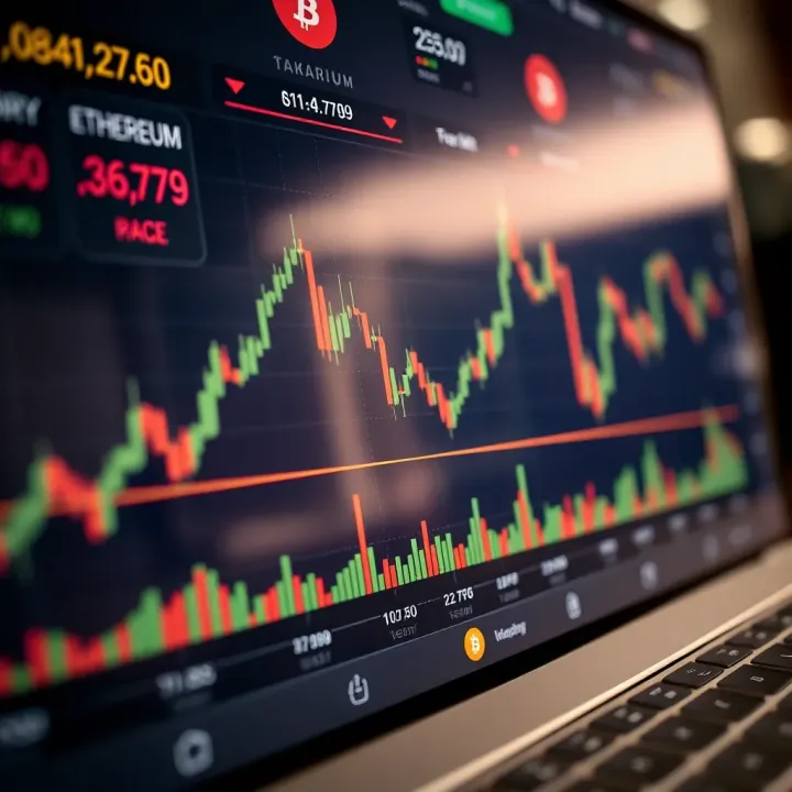 Graph showing the rising and falling trends of Bitcoin and Ethereum prices on a trading platform