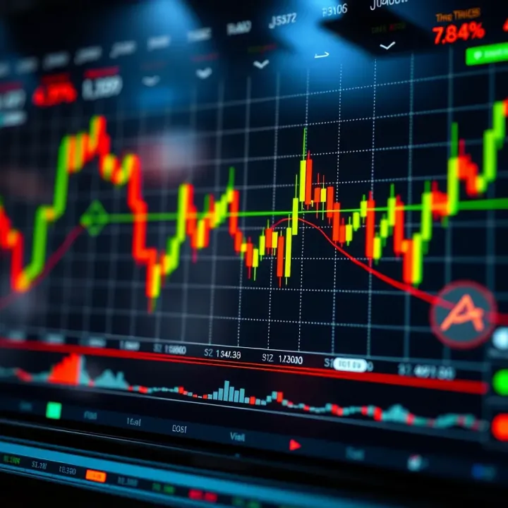 Chart displaying trends and indicators for binary trading strategy