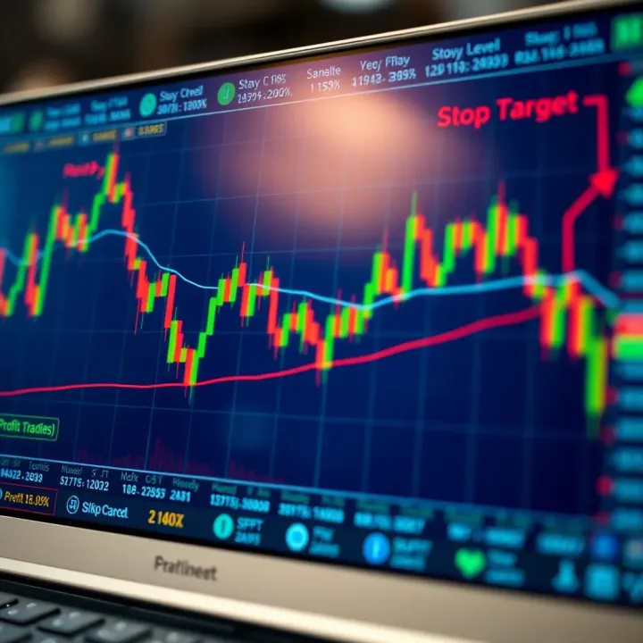 Chart illustrating risk management in forex with stop-loss levels and profit targets marked