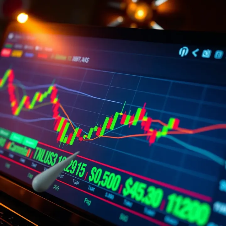 Chart displaying forex currency pairs with technical indicators on a digital trading platform