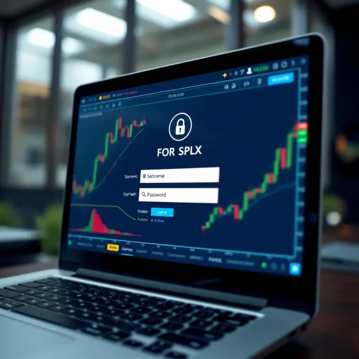 Secure login screen on a forex trading platform showing username and password fields