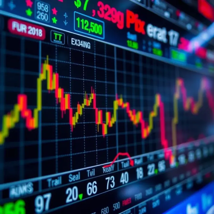 Graph showing currency exchange rates fluctuating over time