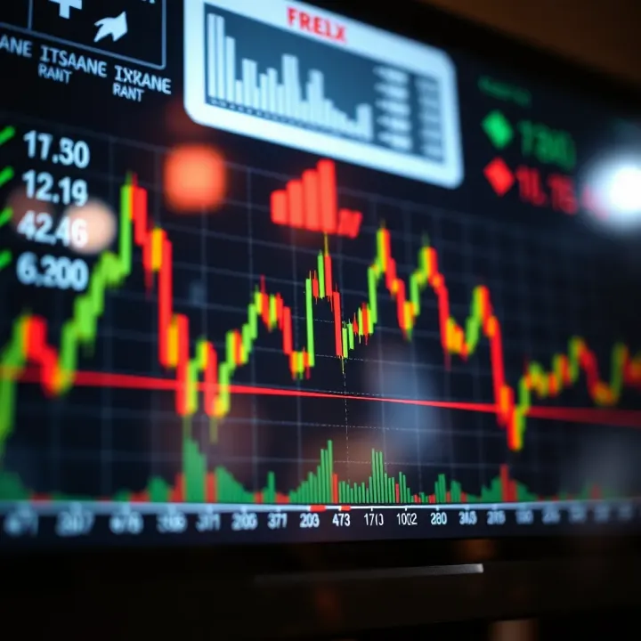 Graph showing currency exchange rates fluctuating over time