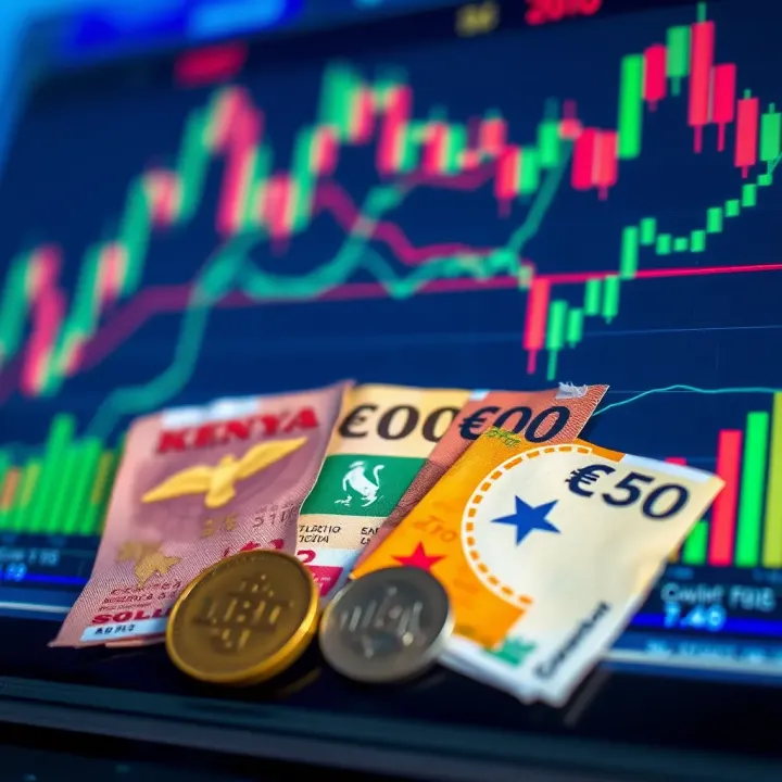 Illustration of currency exchange charts with Kenyan shilling alongside global currencies