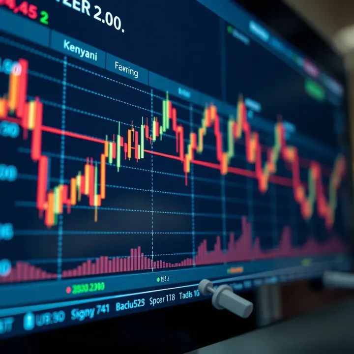 Forex Trading Trends with Kenyan Currency Visualization Graph showing forex trading trends with Kenyan currency symbols on digital screen